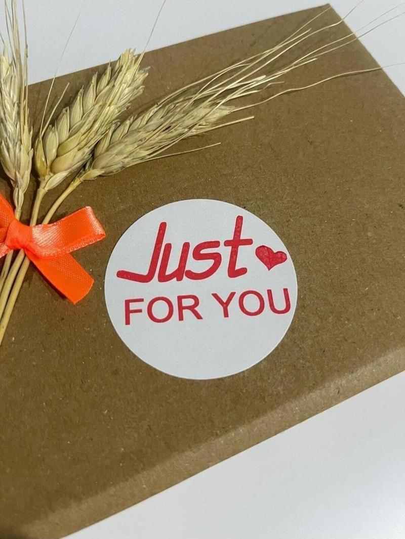 Just For You Kalın Yazı Kalpli Yuvarlak Yapışkanlı Etiket 4 x 4 cm 120 Adet