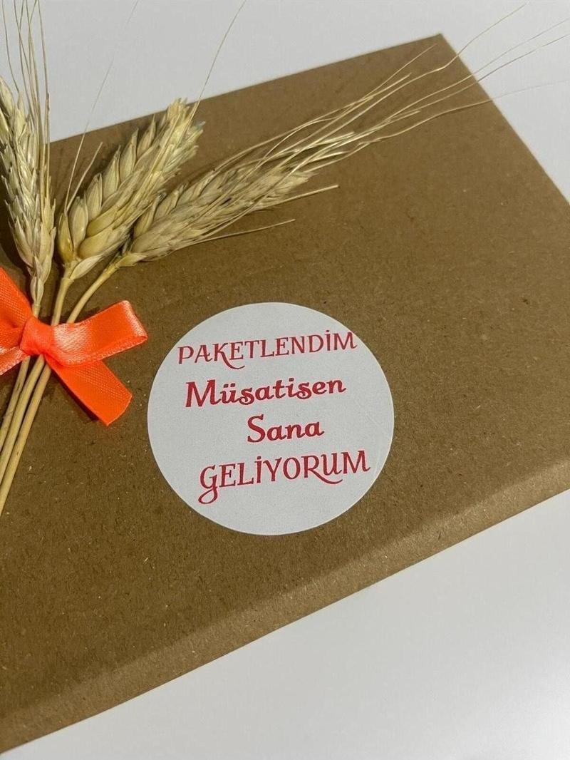 Paketlendim Müsaitsen Sana Geliyorum Yuvarlak Yapışkanlı Etiket 3 x 3 cm 150 Adet