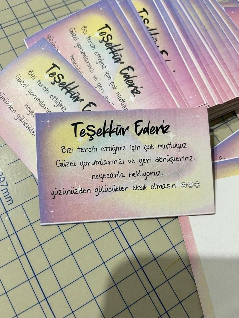Teşekkür Kartı 5 x 8 cm Çift Yönlü 100 Adet