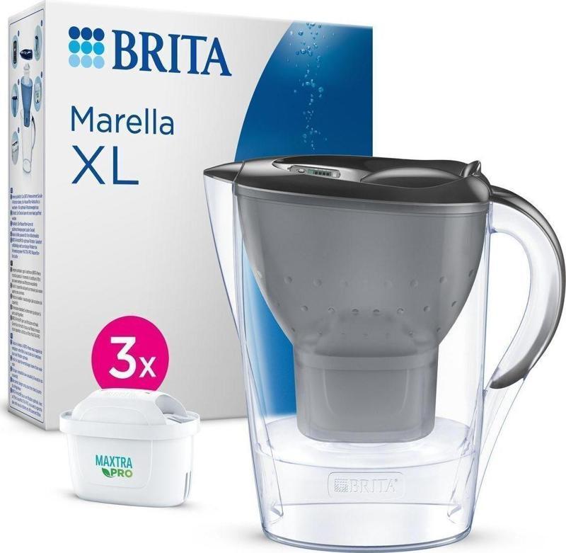 BRITA Marella XL 3x Maxtra Pro All-In-1 Filtreli Su Arıtma Sürahisi - Grafit, 3,5 lt