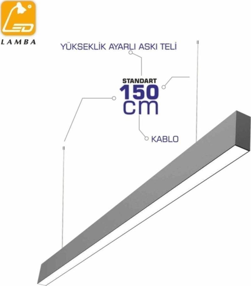 120cm Slım Lineer Led Sarkıt Armatür Siyah Kasa Doğal Işık