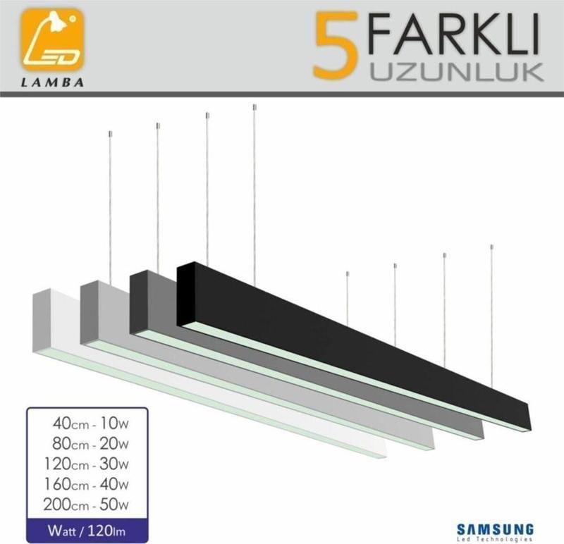 Slım Lineer Led Sarkıt 40w 6500k Beyaz Işık Beyaz Kasa 160 Cm