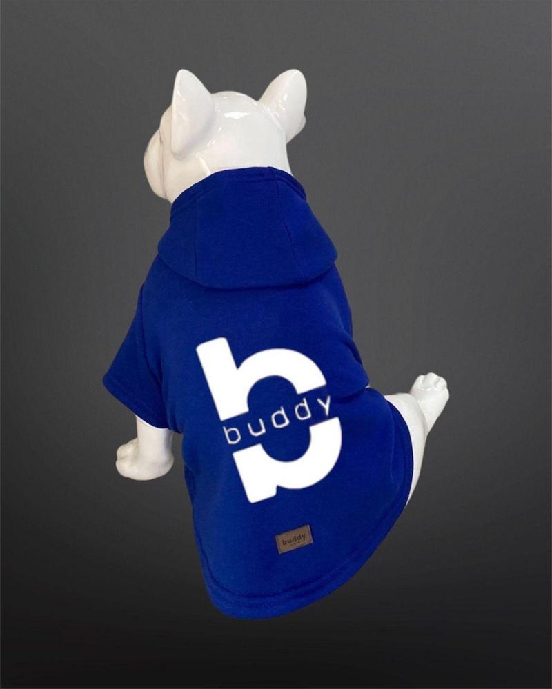 Kedi & Köpek Kıyafeti Sweatshirt - Buddy Baskılı Saks Mavisi Sweatshirt
