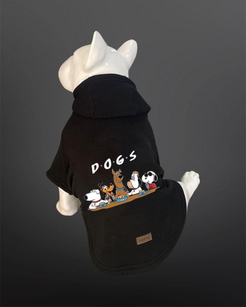 Kedi & Köpek Kıyafeti Sweatshirt - Dogs Baskılı Siyah Sweatshirt