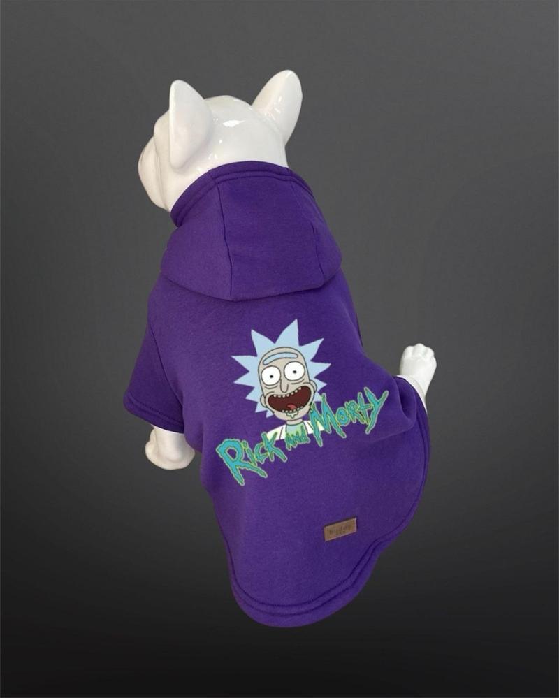Kedi & Köpek Kıyafeti Sweatshirt - Rick & Morty Baskılı Mor Sweatshirt