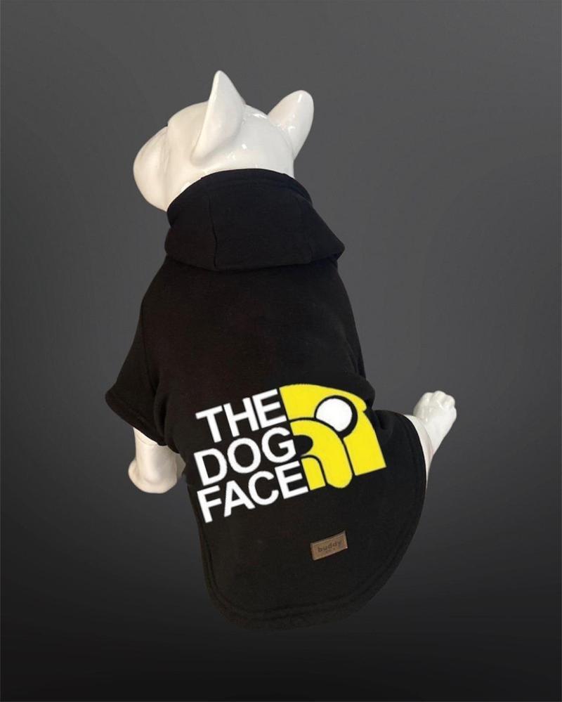 Kedi & Köpek Kıyafeti Sweatshirt - The Dog Face Baskılı Siyah Sweatshirt