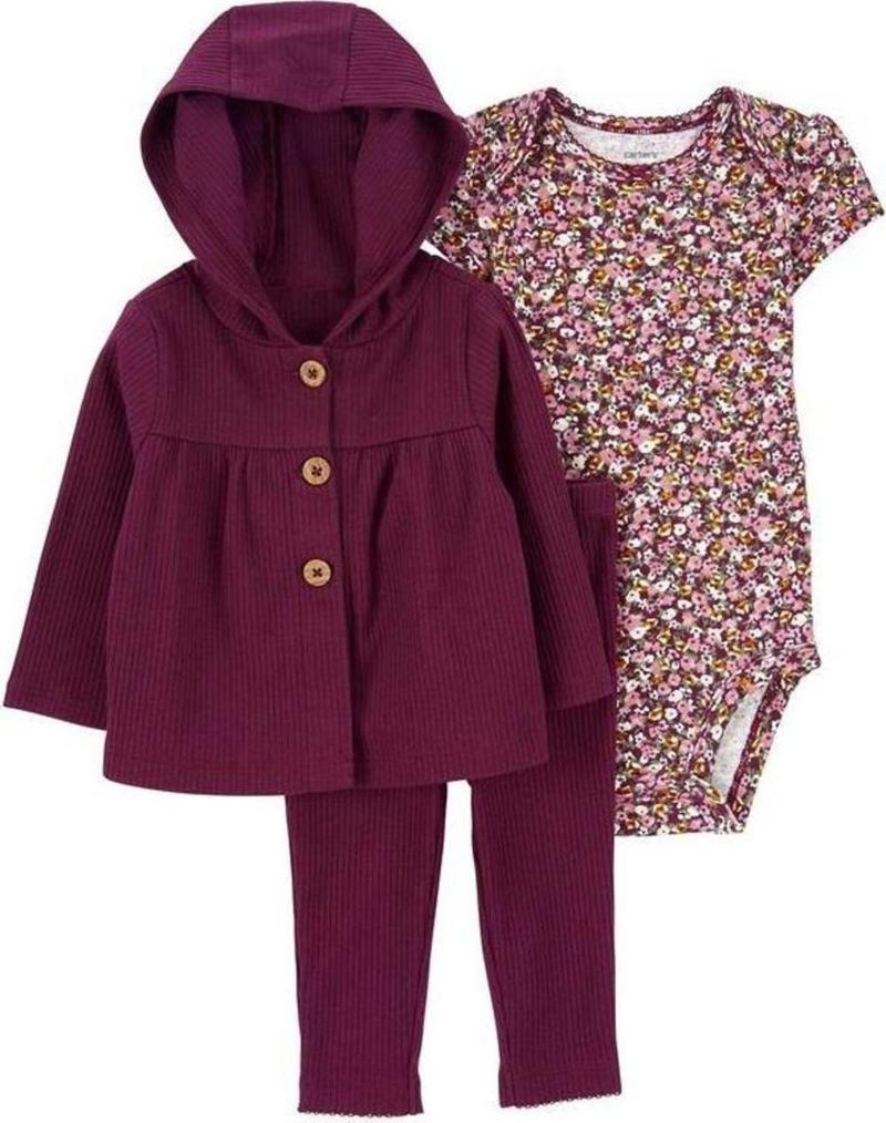 Layette Kız Bebek 3'lü Hırkalı Set