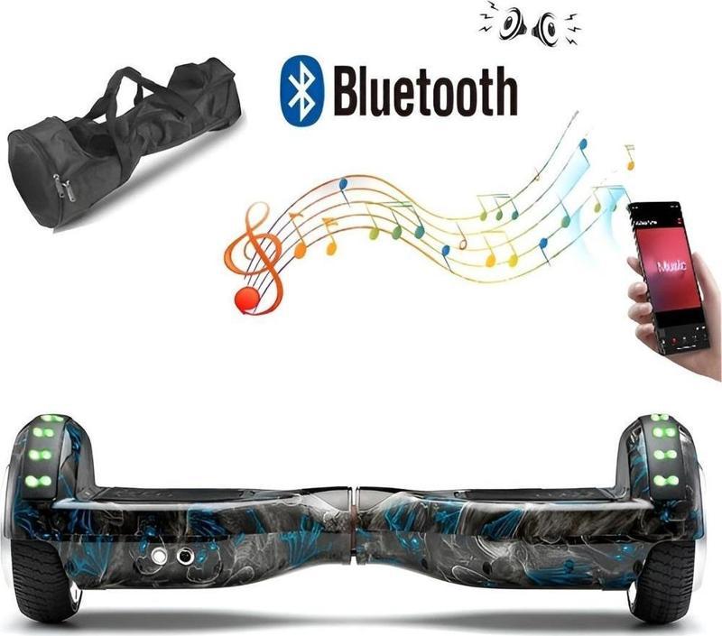 Elektrikli Kaykay Full Ledli Hoverboard Bluetooth Hoparlörlü 6.5 Inch Çanta Hediyel,l D18