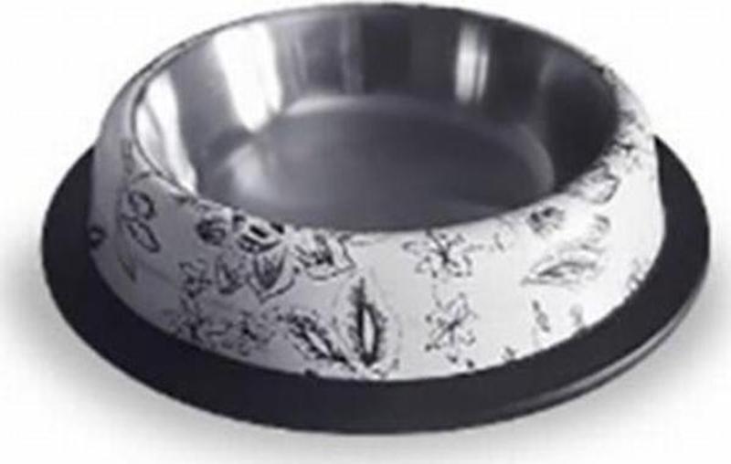 16 Oz Desenli Oval Çelik Köpek Mama Su Kabı 20,5 Cm