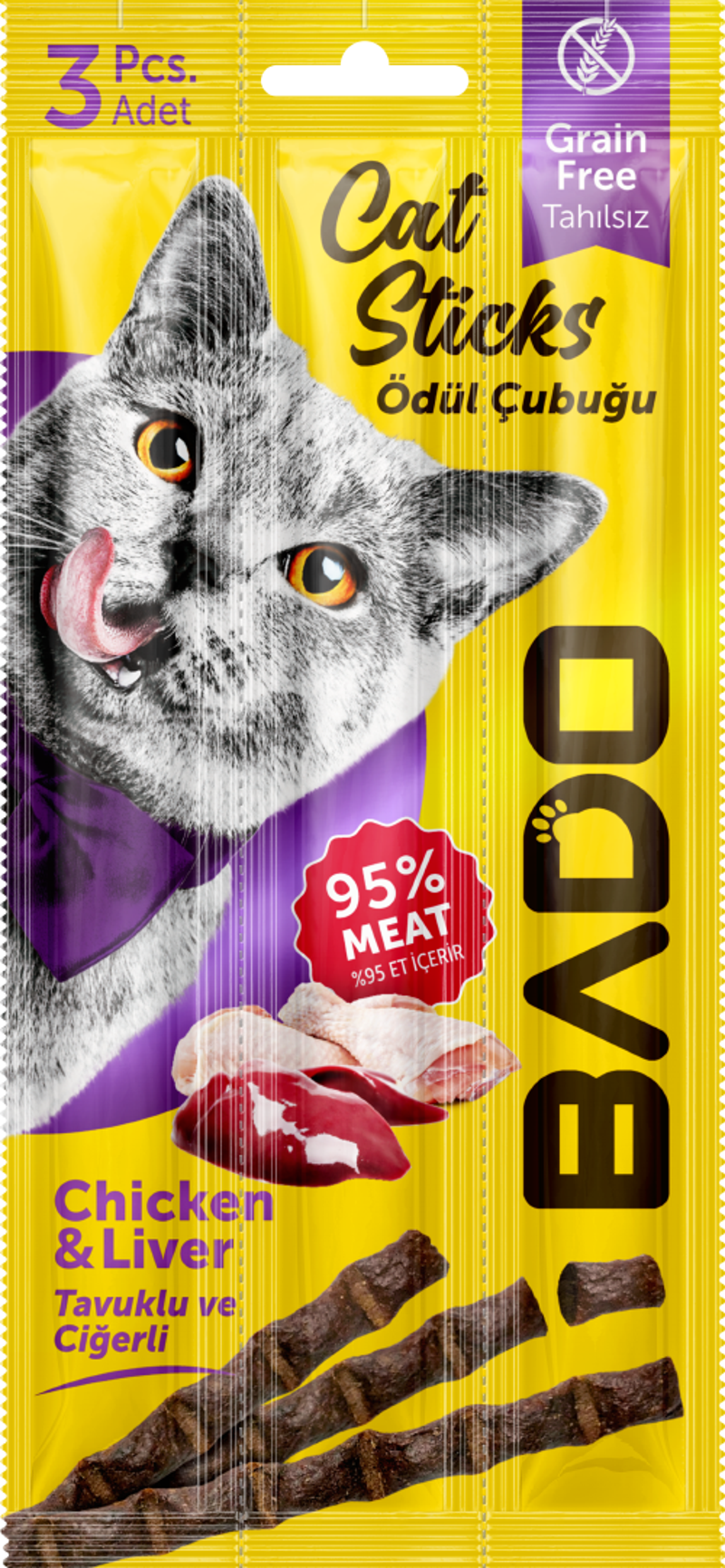 Kedi Ödül Çubuğu Tavuk ve Ciğerli 3x5gr