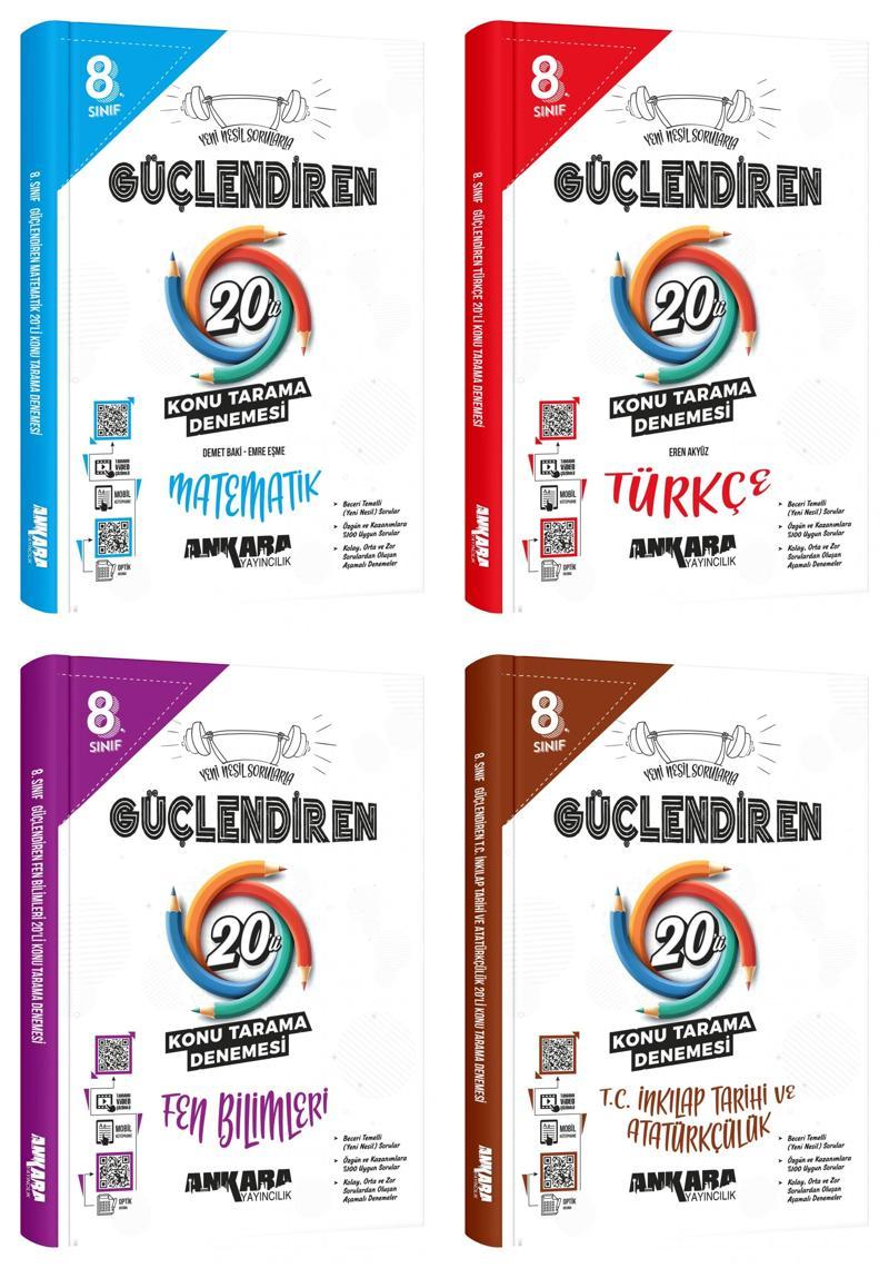 Ankara 2025 8. Sınıf Lgs Matematik + Türkçe + Fen + İnkılap Konu Tarama Denemesi Seti 4 Kitap