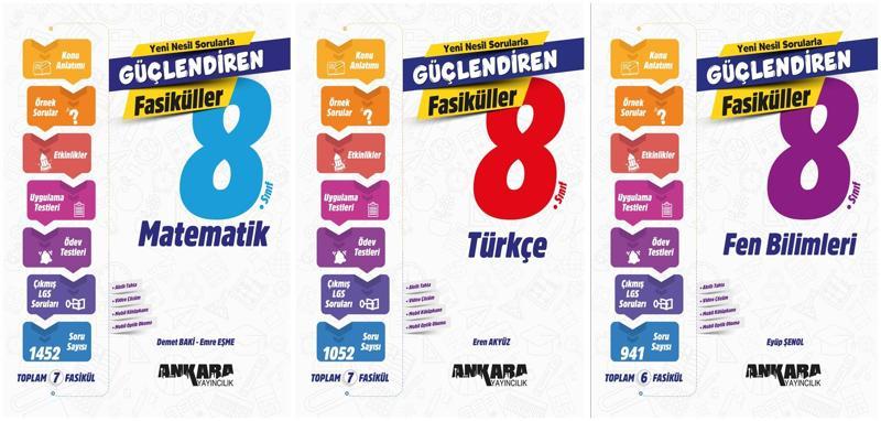 Ankara 2025 8. Sınıf Lgs Matematik + Türkçe + Fen Güçlendiren Fasikül Seti 3 Kitap