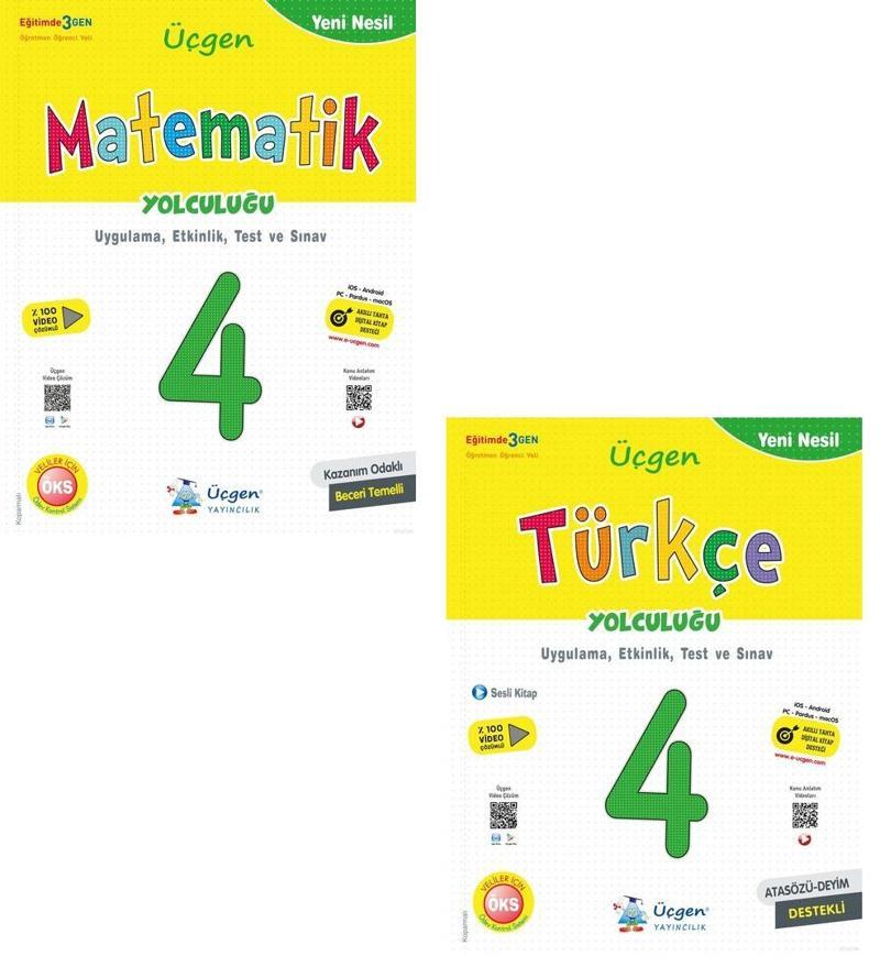 Üçgen 2024 4. Sınıf Yeni Nesil Matematik + Türkçe Yolculuğu Seti 2 Kitap