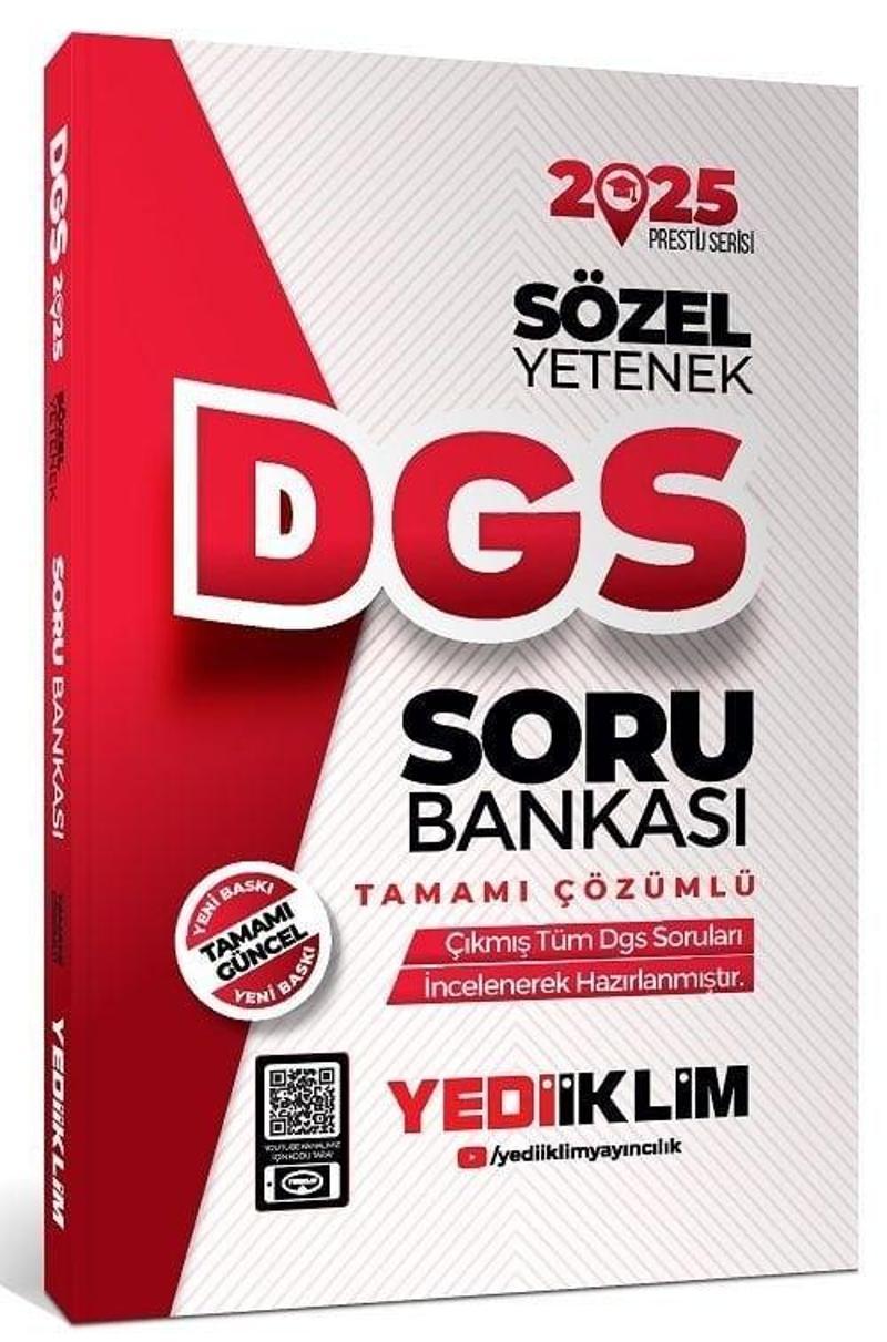 Yediiklim 2025 DGS Prestij Sözel Yetenek Soru Bankası Çözümlü Yediiklim Yayınları