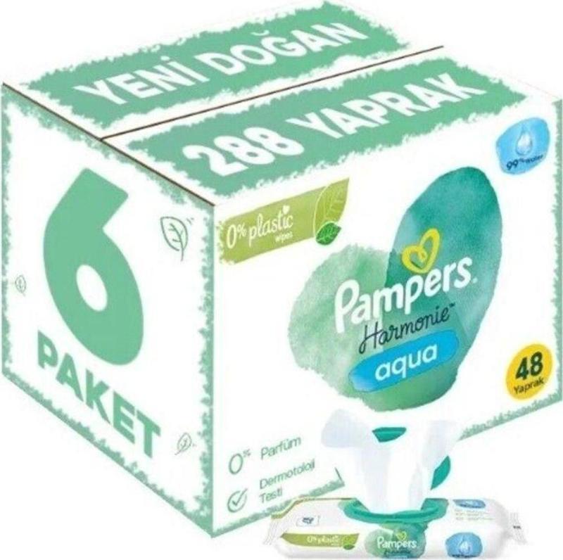 Pampers Harmonie Aqua Yenidoğan Islak Havlu 48X6 Adet (288 Yaprak)