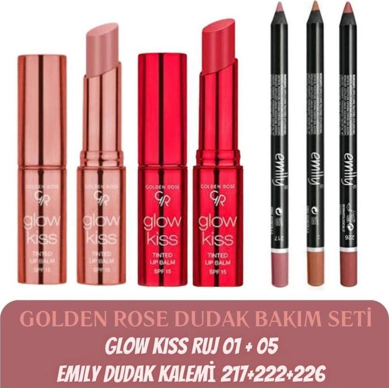 Glow Kiss Tinted Balm No 01 Ve 05 + Emily Dudak Kalemi 217 + 222 + 226