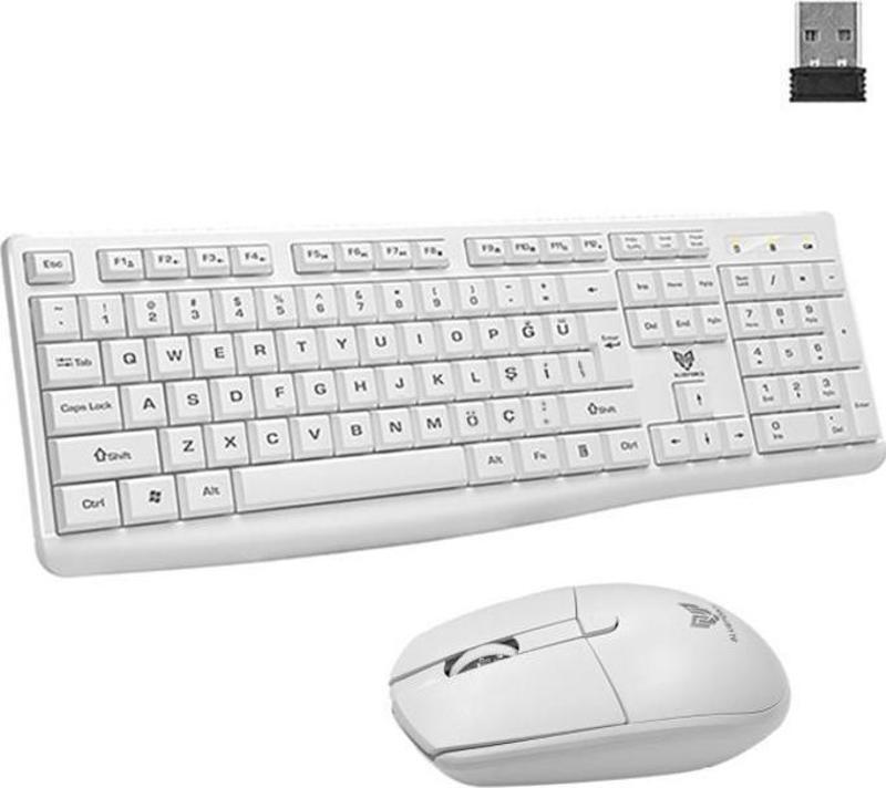 KM-01 Wireless Kablosuz 1600 DPI Klavye Mouse Set Türkçe Beyaz Q