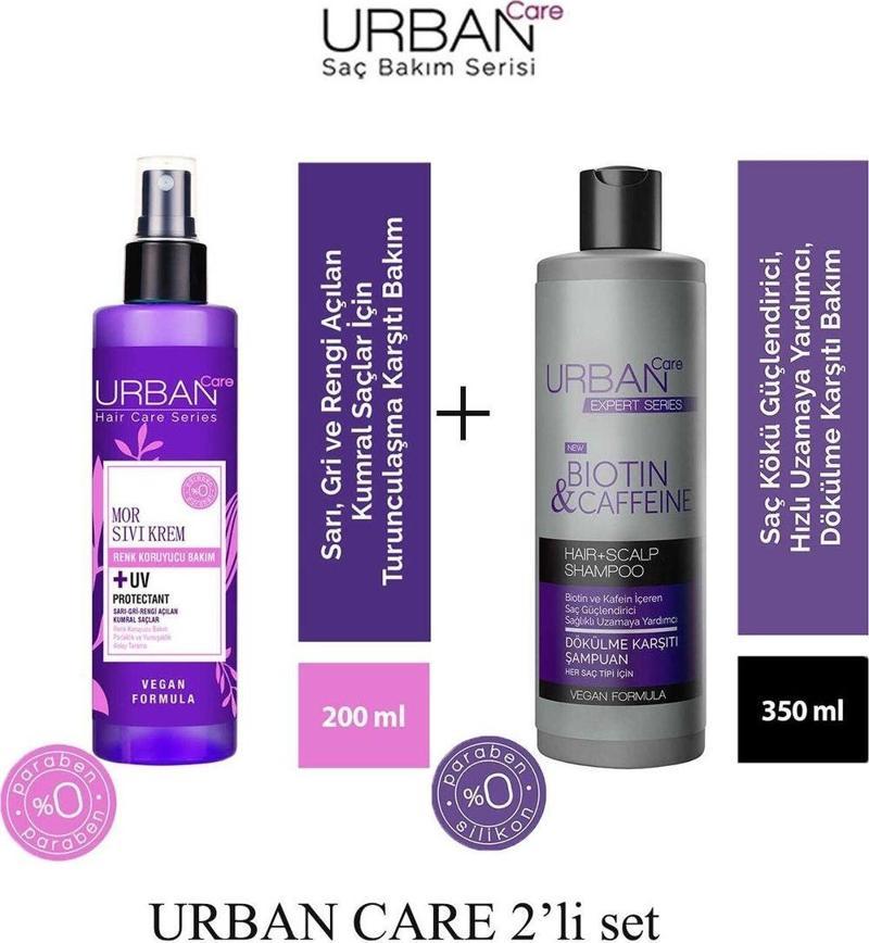 Expert Biotin & Kafein Şampuan 350 Ml + Turunculaşma Karşıtı Mor Sıvı Saç Kremi - 200 Ml