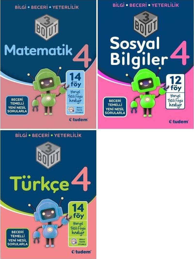 Tudem 4. Sınıf Matematik + Türkçe +Sosyal Bilgiler + Fen 3 Boyut Set 4 Kitap 2023