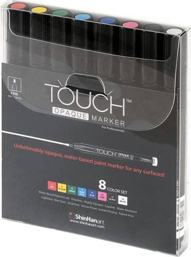 Touch Opaque Marker Akrilik Boyama Kalemi 8 Renk Fine Uç (0.8-1.3 mm)