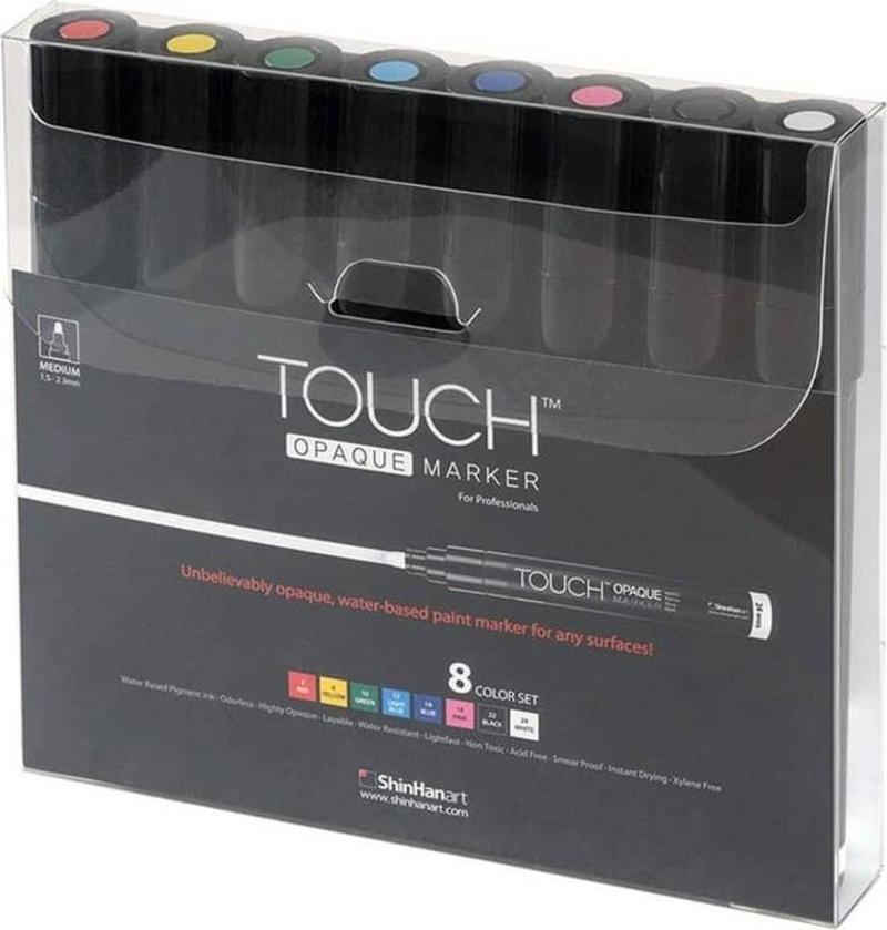 Touch Opaque Marker Akrilik Boyama Kalemi 8 Renk Medium Uç (1.5-2.3 mm)