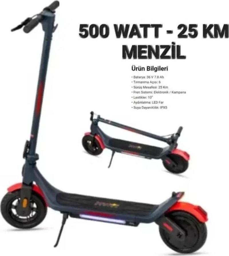 Kicks Kickscooter A6 Pro Redbull Arkadan Itişli 500 Watt 25 Km Elektr