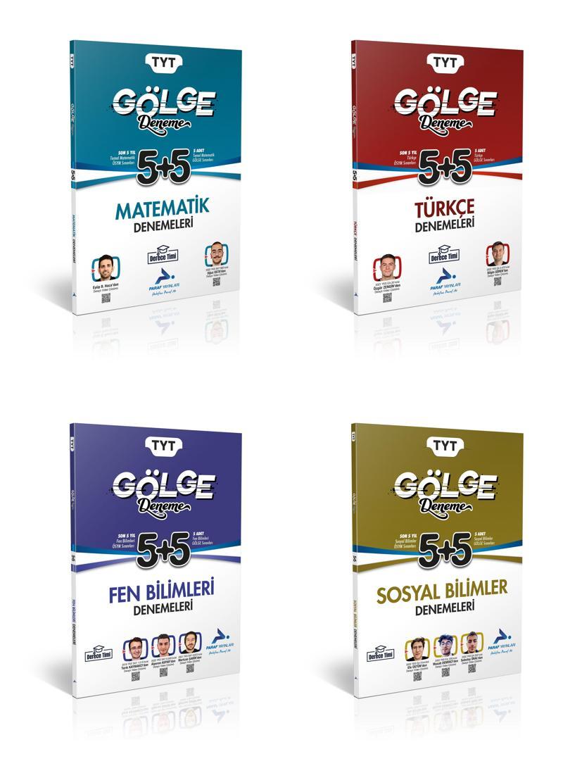 PRF Paraf Yayınları Derece Timi 2025 Tyt Matematik + Türkçe + Fen + Sosyal 5+5 Gölge Deneme Seti 4 Kitap