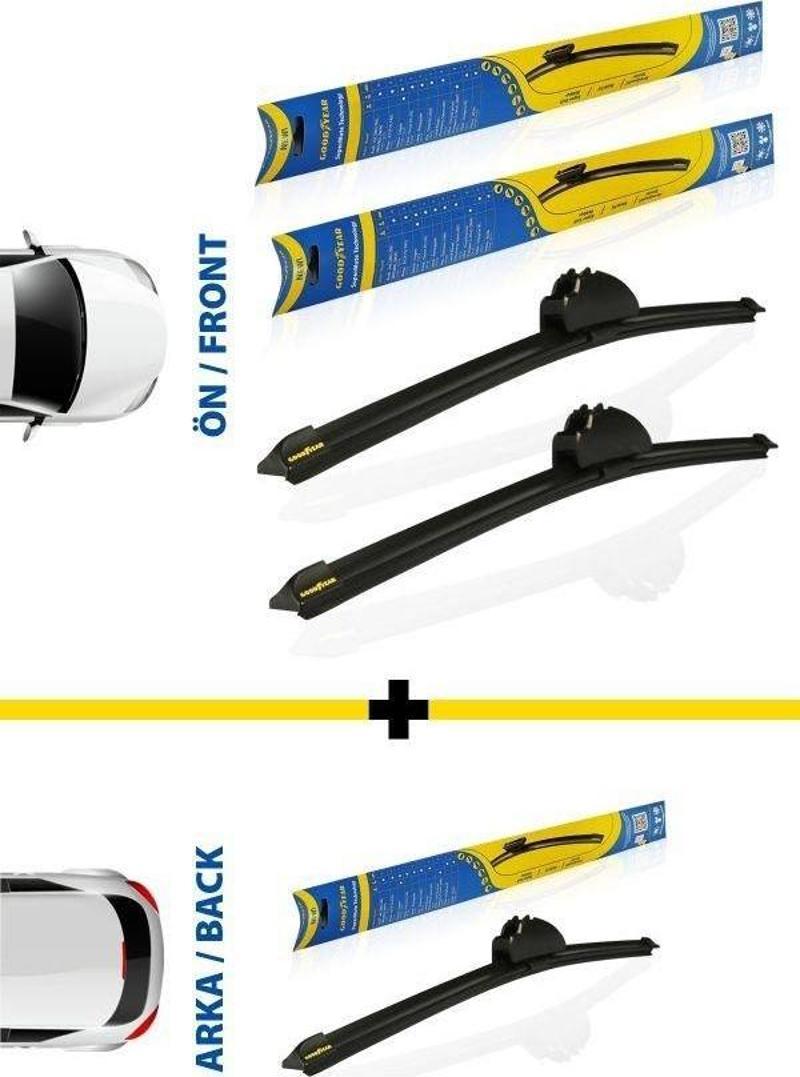 SEAT IBIZA  SUPERMUTE  ÖN VE ARKA 3'LÜ MUZ SİLECEK TAKIMI 2010-2011 SW (600MM+400MM+350MM)