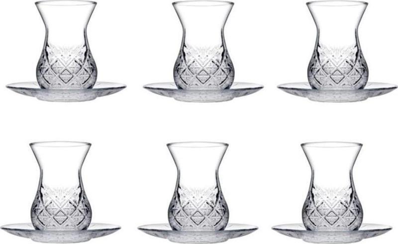 Timeless Kesme Kristal Çay Bardağı Seti Takımı - 12 Parça Çay Seti 96992