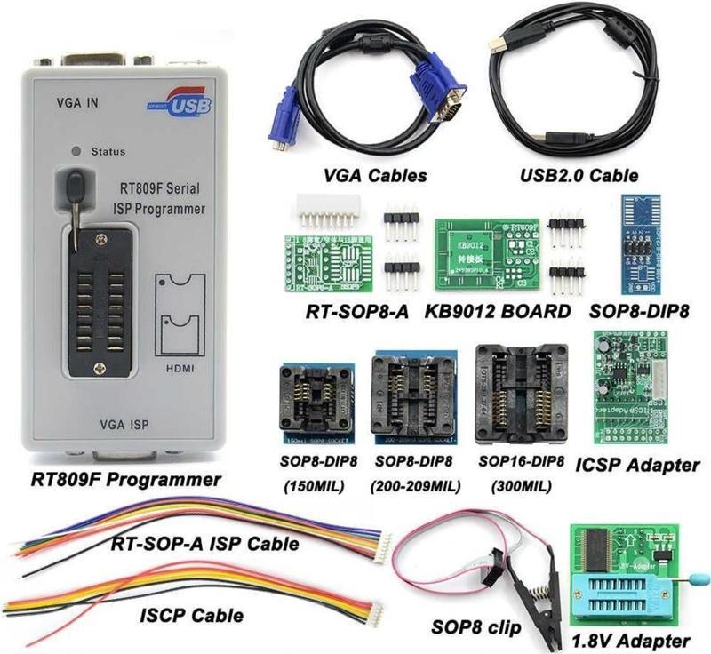 Rt809F Bios Makinası Universal Programlayıcı (11 Parça Adaptör İle) Gtip: 8543.70.90.00.19