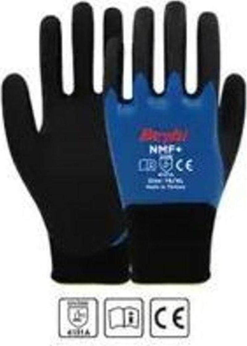 Nmf134 10 Beden Double Mikro Köpük 3-4 Nitril Kaplı Polyester Örgü Eldiven (12 Li Paket)