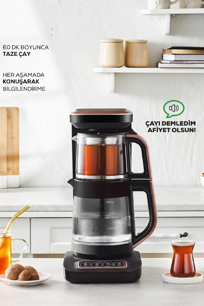 Robotea Pro Connect 4 in 1 Konuşan Cam Çay Makinesi Rosegold