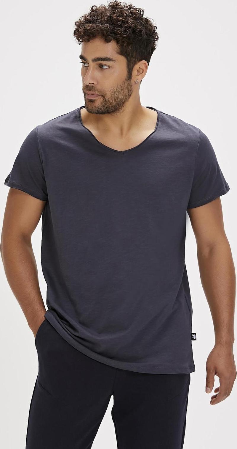 V-Neck T-Shirt Antrasit Basic Erkek Tişört