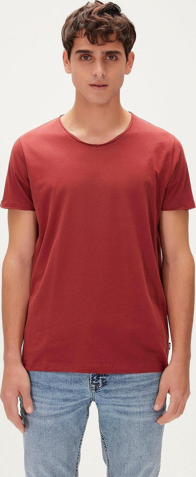 V-Neck T-Shirt Bordo Basic Erkek Tişört