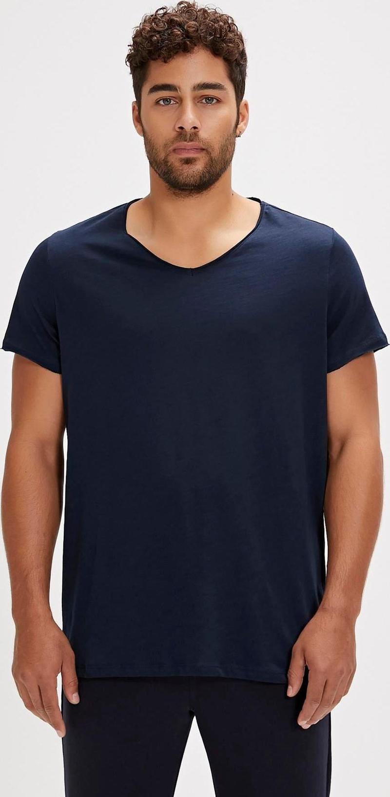 V-Neck T-Shirt Lacivert Basic Erkek Tişört