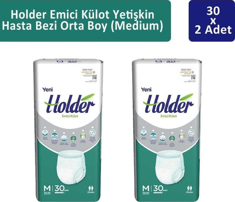  Holder Emici Külot Yetişkin Hasta Bezi Orta Boy ( Medium ) 30 x 2 Adet