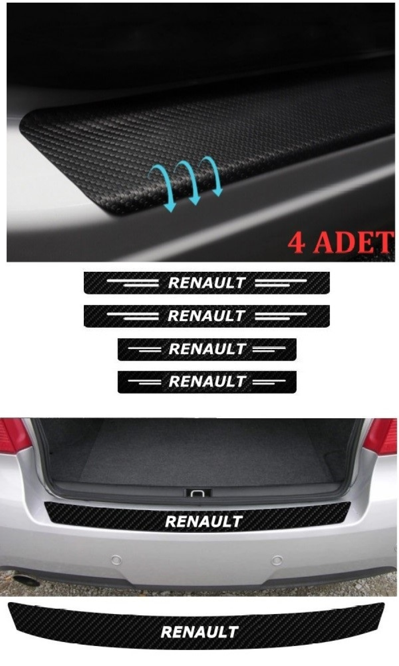 Renault Taliant İçin Uyumlu Aksesuar Oto Bağaj Ve Kapı Eşiği Sticker Set Karbon