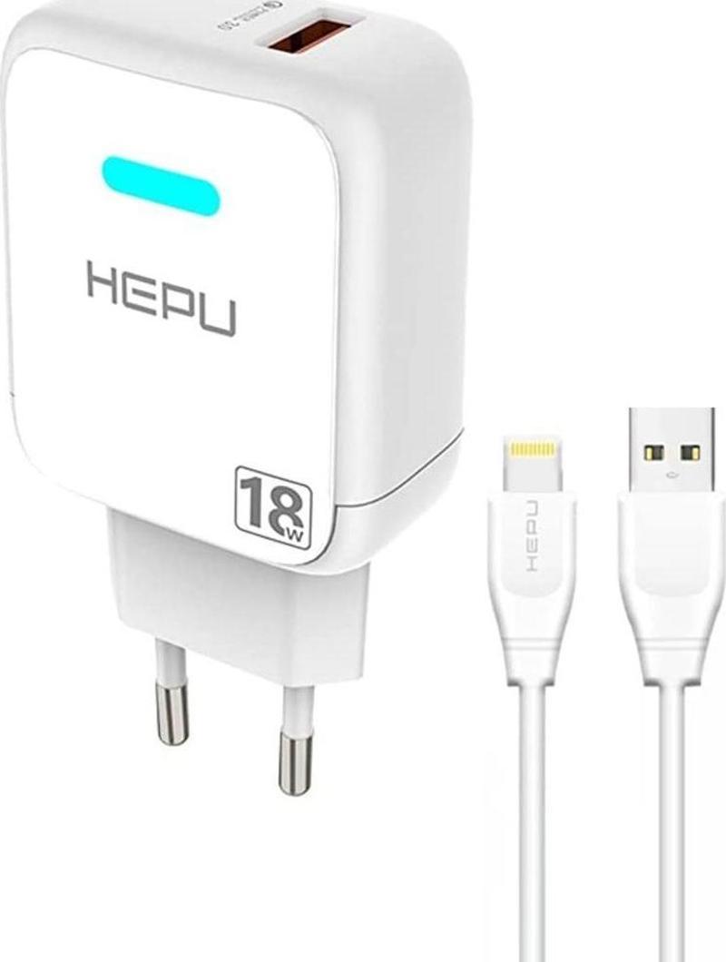 HP618L QC3.0 18W Seyahat Şarj Aleti USB-Lightning Kablo Set