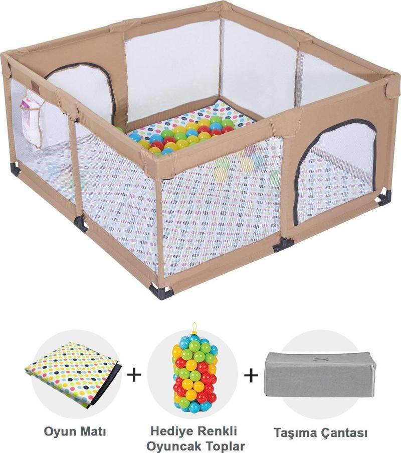 Original Playard Plus Güvenli Bebek Ve Çocuk Oyun Alanı Oyun Parkı 120x120 Oyun Matı Ve Topları