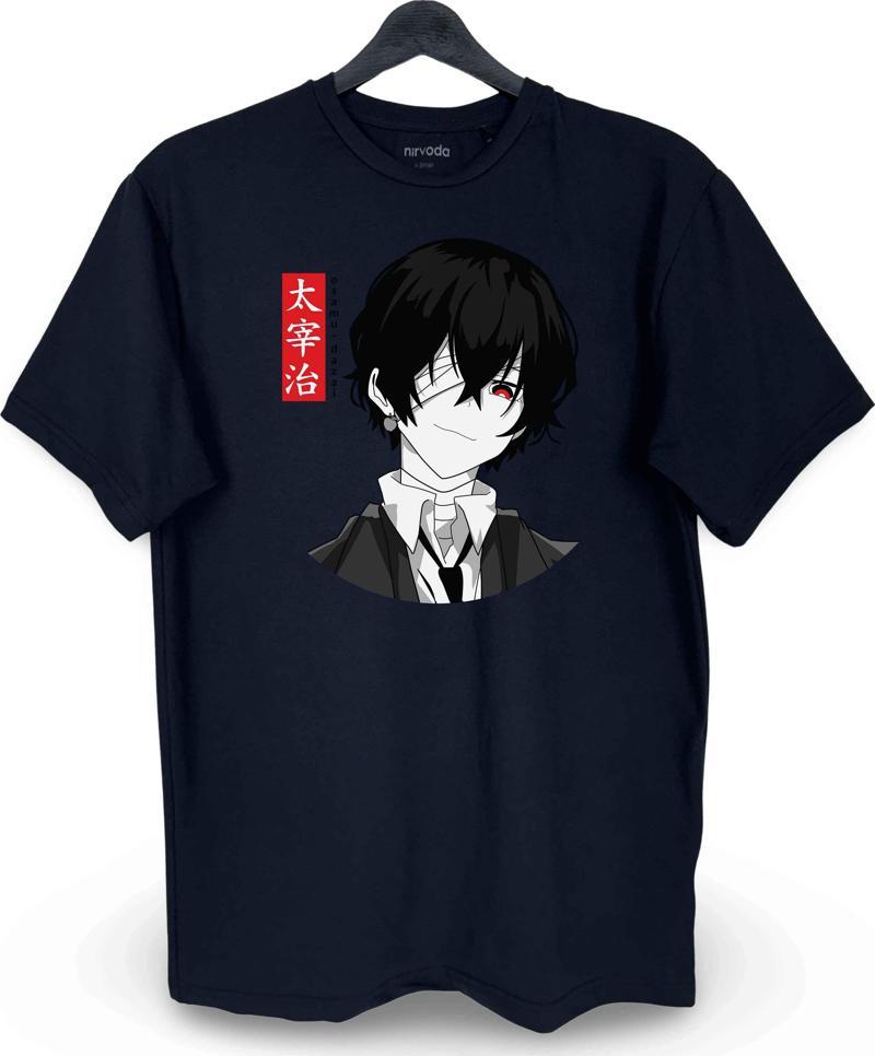 Osamu Dazai Bungou Stray Dogs Baskılı Loose Fit Bisiklet Yaka Unisex Tişört Anime Manga