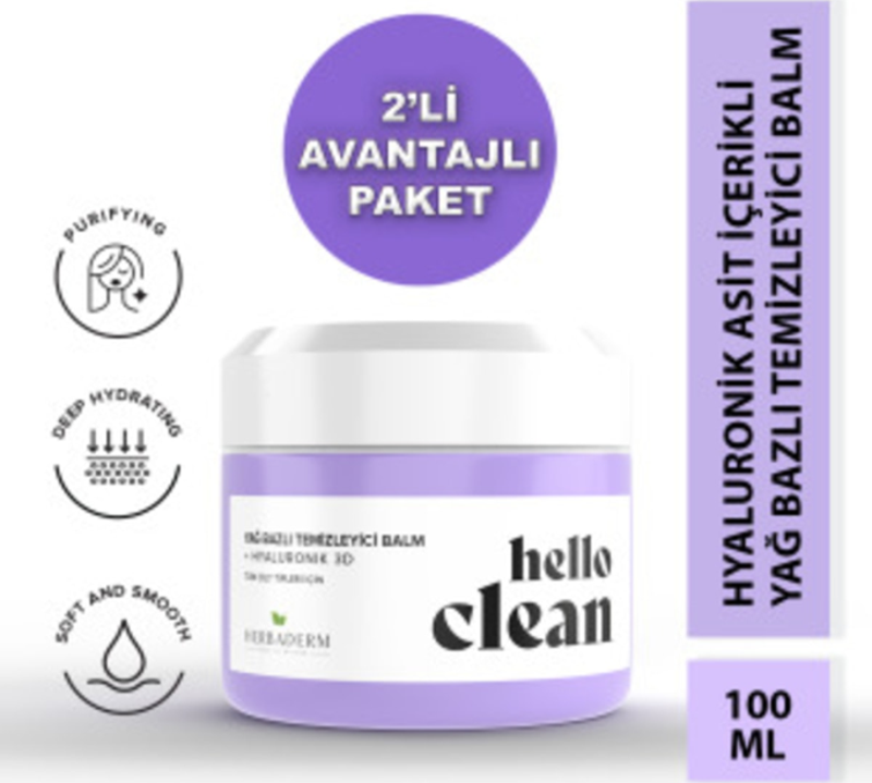 Hello Clean Yağ Bazlı Temizleyici Balm Hyaluronık 3d 100 Ml X 2 ADET