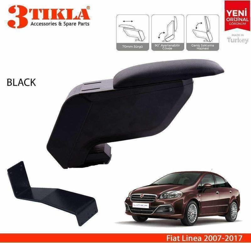 Fiat Linea 2007-2017 Delmesiz Çelik Ayaklı Siyah Kolçak Kol Dayama