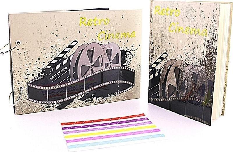 Dekoratif Sevgiliye Özel Günlere Retro Cinema Tasarımlı Kendin Yap Fotoğraf Albümü Ve Defter Set