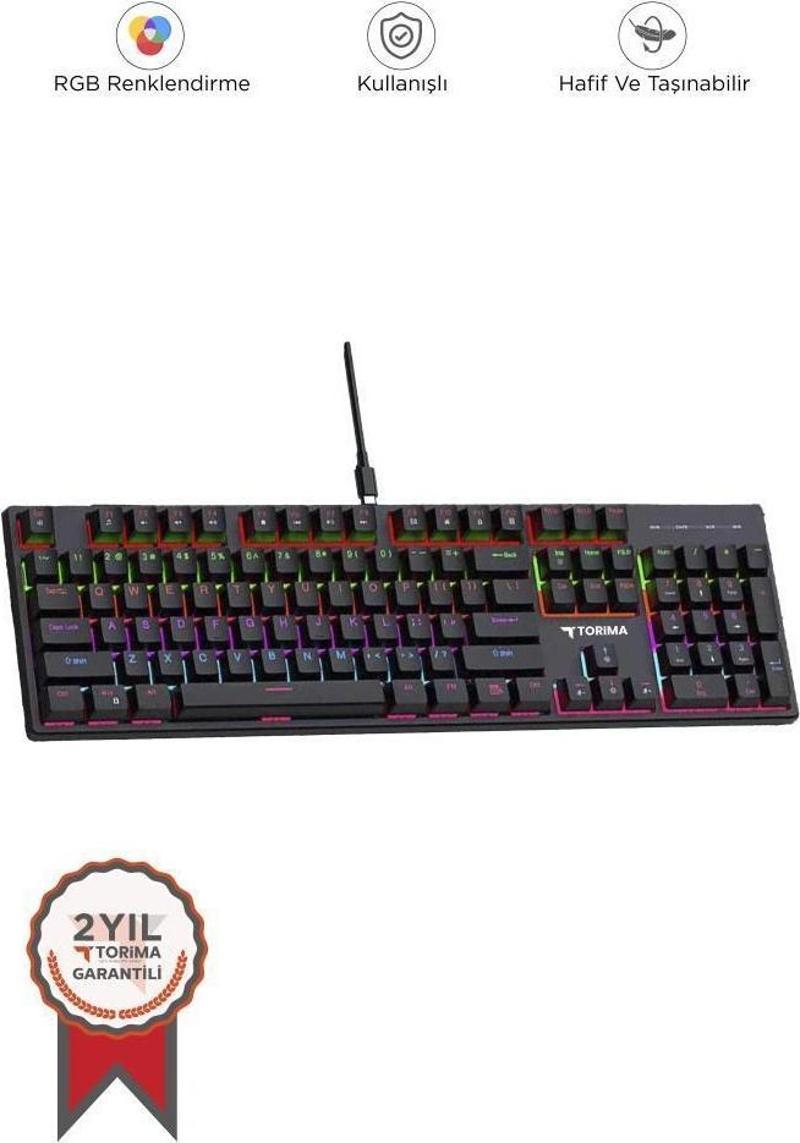 Tk-05 Kablolu RGB Işıklı Gaming Klavye Siyah