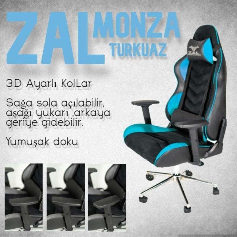 Zal - Monza Turkuaz Pro Gamer Üst Seviye Oyuncu Koltuğu