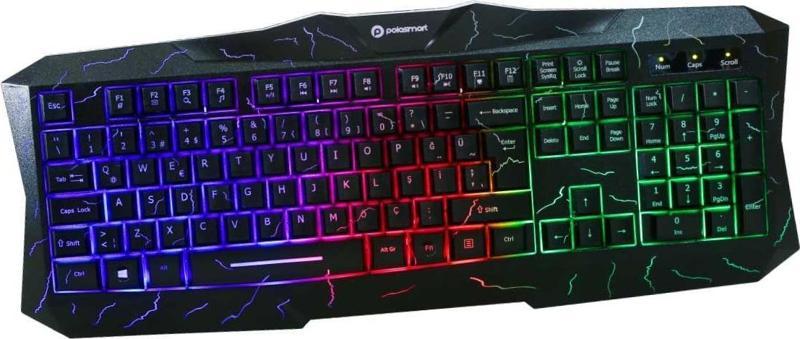 Pgs201 Kablolu RGB Aydınlatma Ergonomik Ayarlanabilir Yükseklik Gaming Oyuncu Klavye Siyah