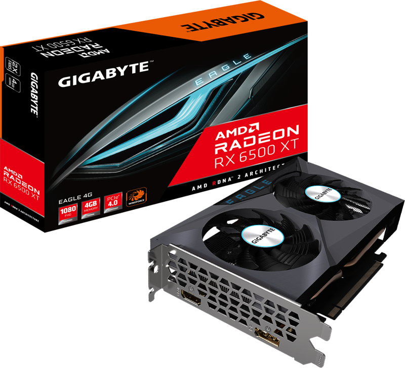 GIGABYTE RADEON RX 6500 XT EAGLE 4G 4GB GDDR6 64bit DX12 AMD Ekran Kartı