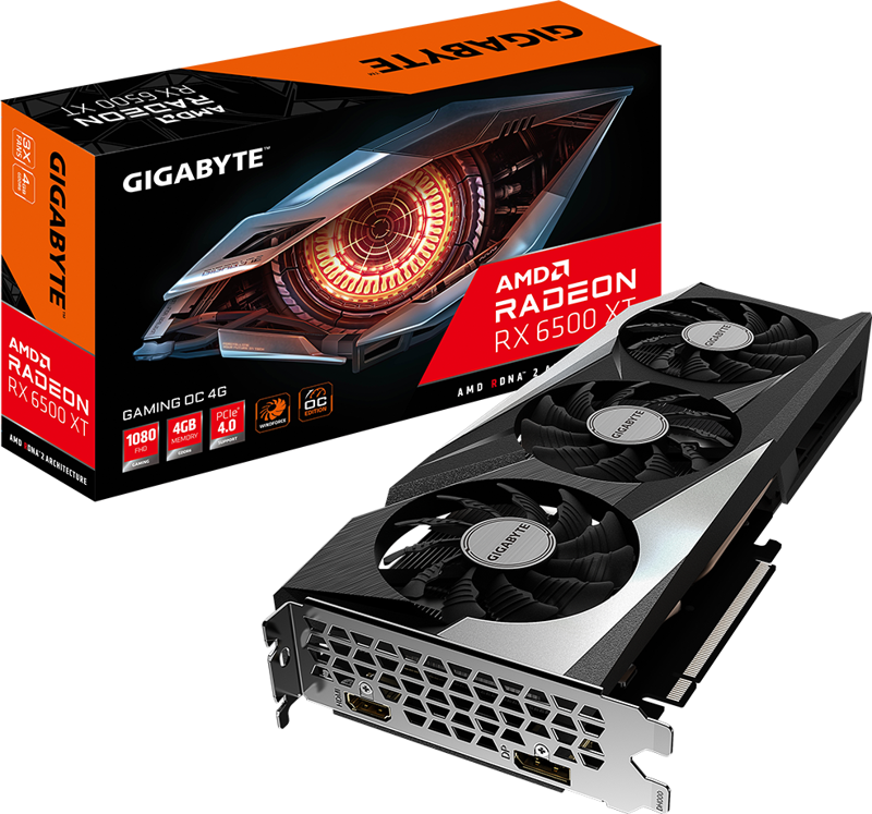 GIGABYTE RADEON RX 6500 XT GAMING OC 4G 4GB GDDR6 64Bit AMD Ekran Kartı