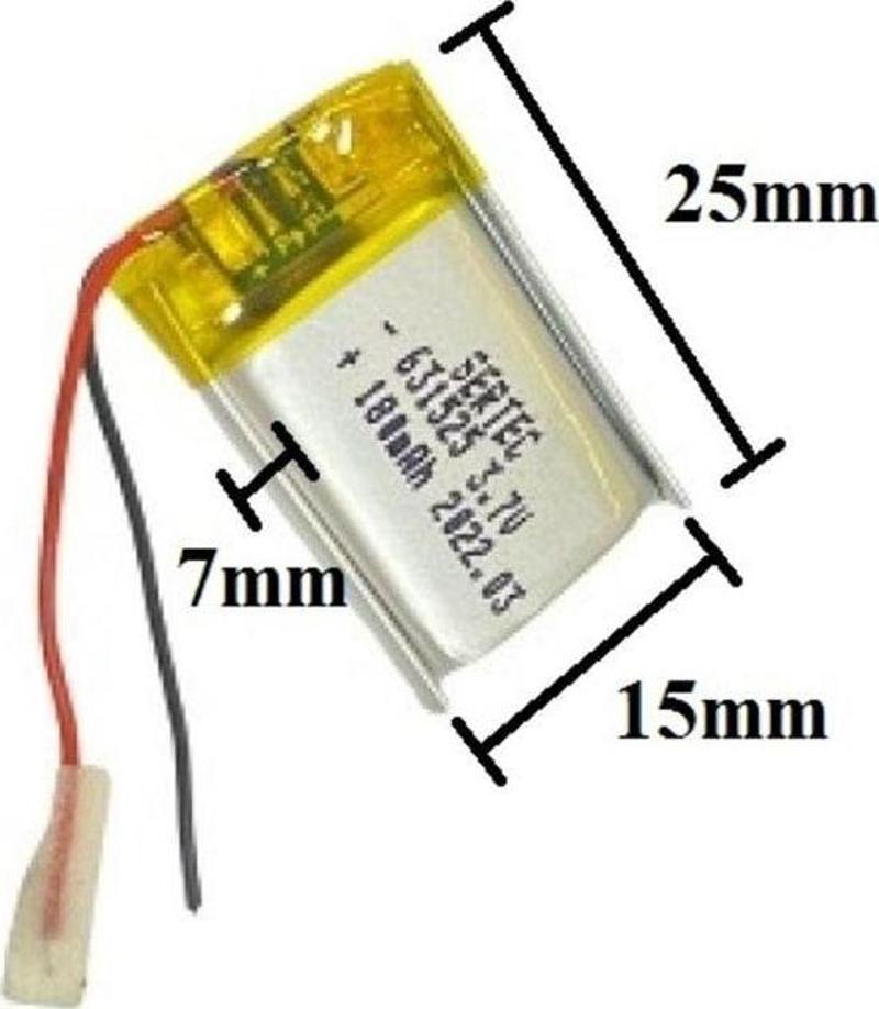 631525 3.7V 180 Mah Lityum Polimer Pil 1.5A (Drone Için Uygun Değildir)