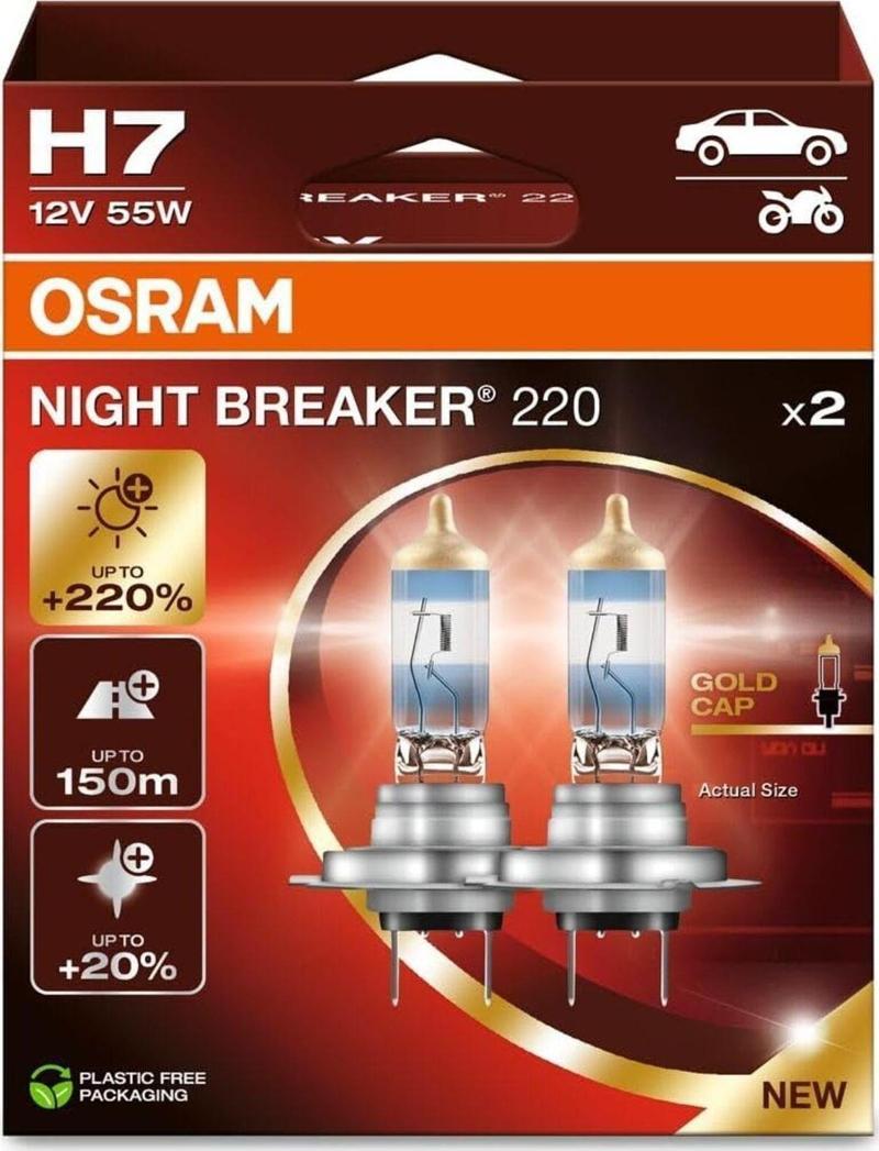 H7 Night Breaker 220 12V %220 Fazla Işık (1 Takım-2 Ad.)